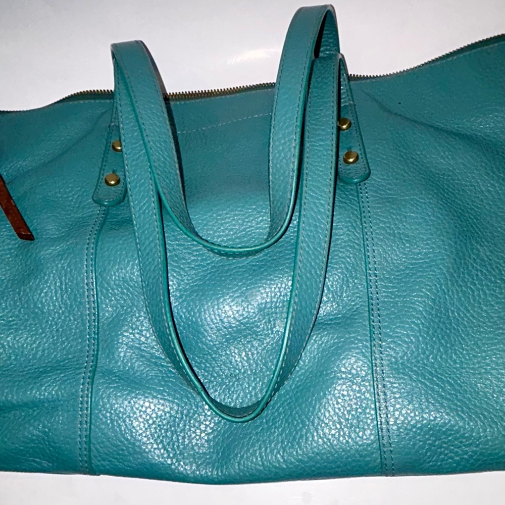 Fossil Turquoise Leather Tote - Picture 3 of 6